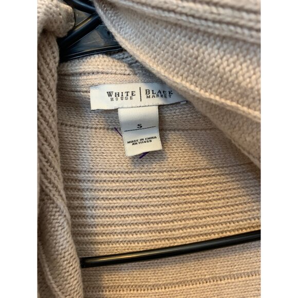 👗 2/$30 👗 White House Black Market Small Tan Cardigan Cascading Front - Picture 5 of 8